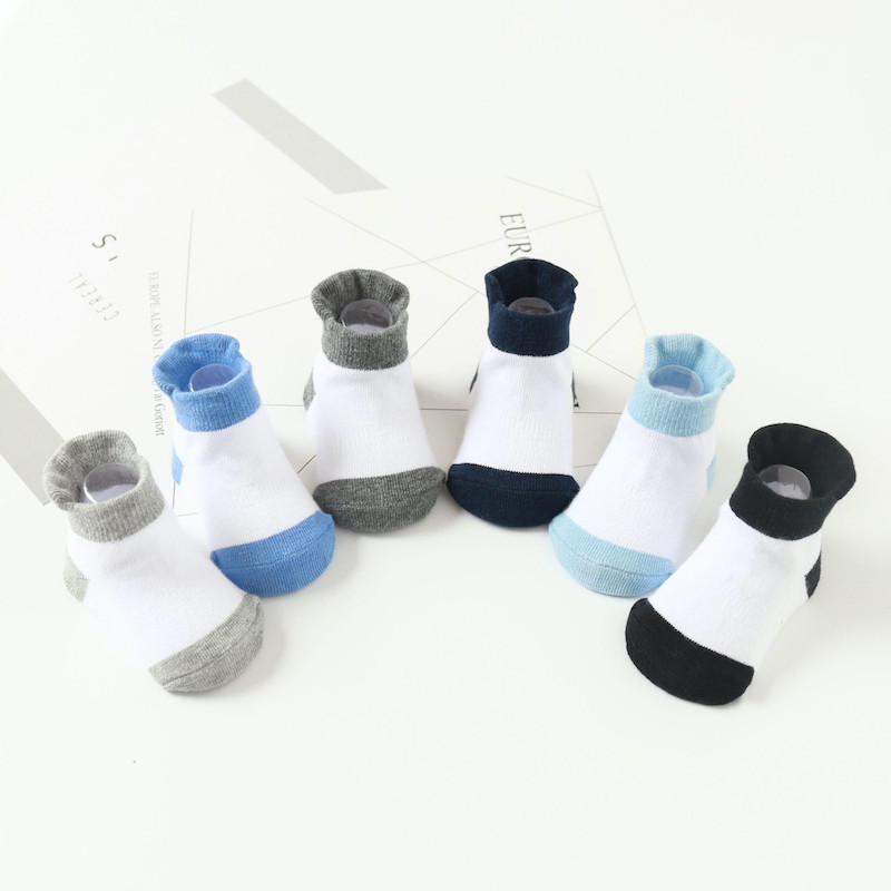 Non Slip 6 Pair Socks Combed Cotton for Kids, Anti Skid Socks 3Y-5Y size Boy